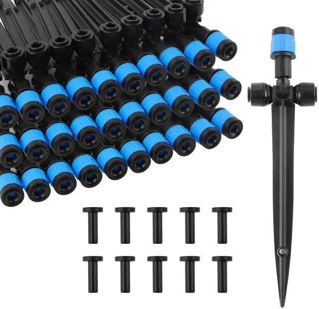 Main image of Drip Irrigation Emitters, 30pcs Quick Connect Adjustable 360 Degree Water Emitters for for 1/4" Tubing, Durable Irrigation Drippers for Garden, Lawn, and Greenhouse Watering Systems(Blue)