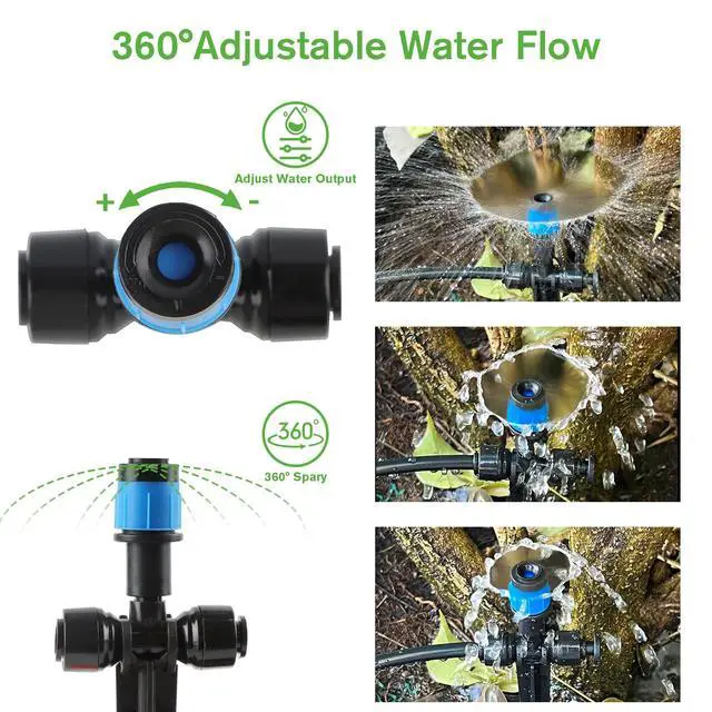 Alt view image 2 of 7 - Drip Irrigation Emitters, 30pcs Quick Connect Adjustable 360 Degree Water Emitters for for 1/4" Tubing, Durable Irrigation Drippers for Garden, Lawn, and Greenhouse Watering Systems(Blue)
