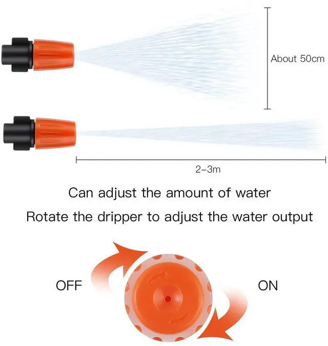 Alt view image 3 of 7 - 50pcs Adjustable Flow Micro Spray Drippers, 1/4" Garden Irrigation Sprinkler Heads with 3 Tee Connectors for Agricultural Patio Misting System, Drip Watering Kit
