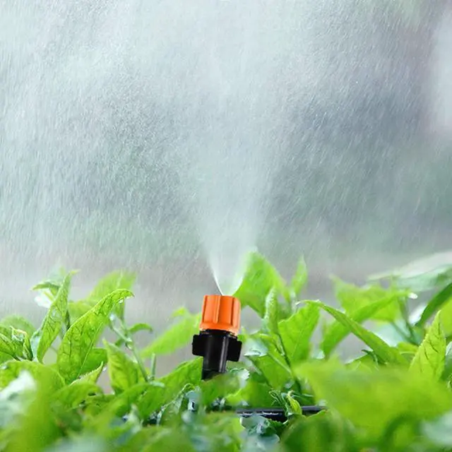 Alt view image 5 of 7 - 50pcs Adjustable Flow Micro Spray Drippers, 1/4" Garden Irrigation Sprinkler Heads with 3 Tee Connectors for Agricultural Patio Misting System, Drip Watering Kit
