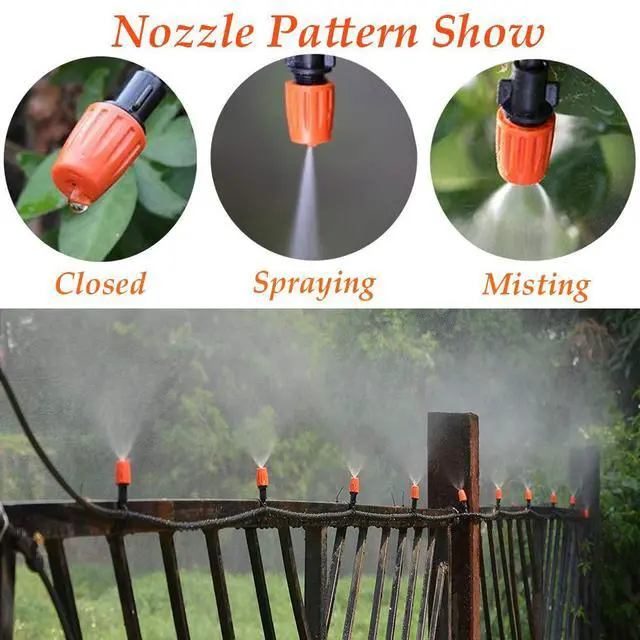 Alt view image 6 of 7 - 50pcs Adjustable Flow Micro Spray Drippers, 1/4" Garden Irrigation Sprinkler Heads with 3 Tee Connectors for Agricultural Patio Misting System, Drip Watering Kit