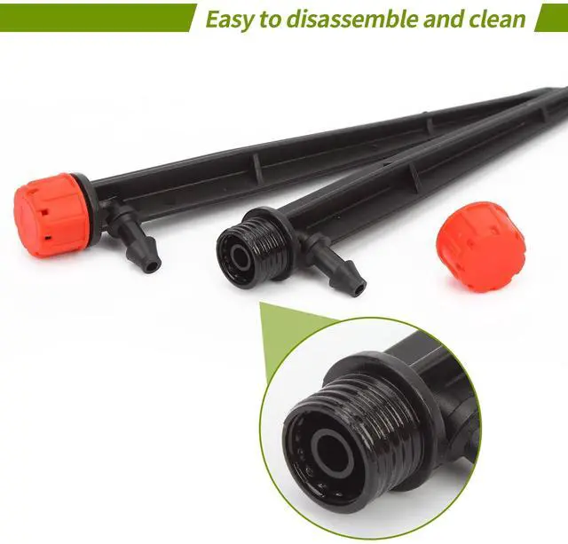 Alt view image 3 of 7 - 100 pcs Drip Emitters for 1/4" Drip Irrigation Tubing, Adjustable 360 Degree Water Flow Drippers for Drip Irrigation on 5" Arrow Stake for Garden Watering System Flower Plant