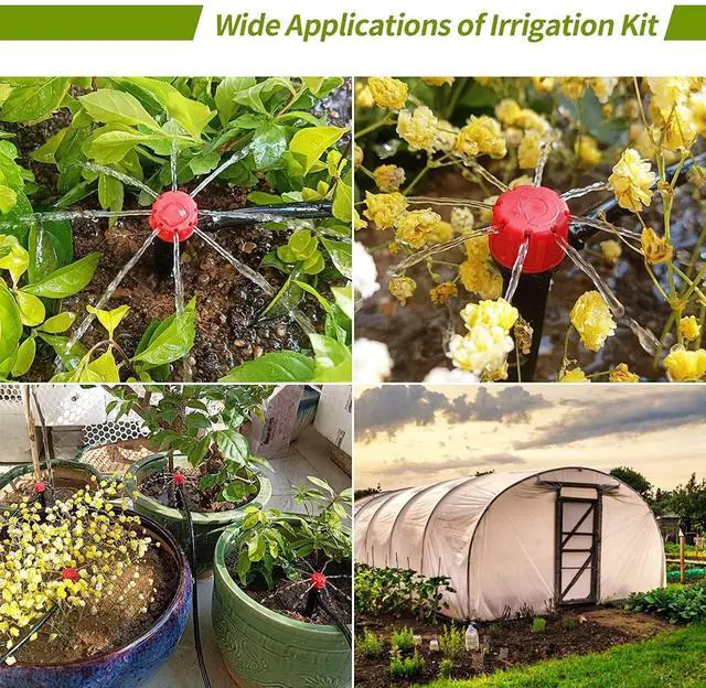 Alt view image 5 of 7 - 100 pcs Drip Emitters for 1/4" Drip Irrigation Tubing, Adjustable 360 Degree Water Flow Drippers for Drip Irrigation on 5" Arrow Stake for Garden Watering System Flower Plant
