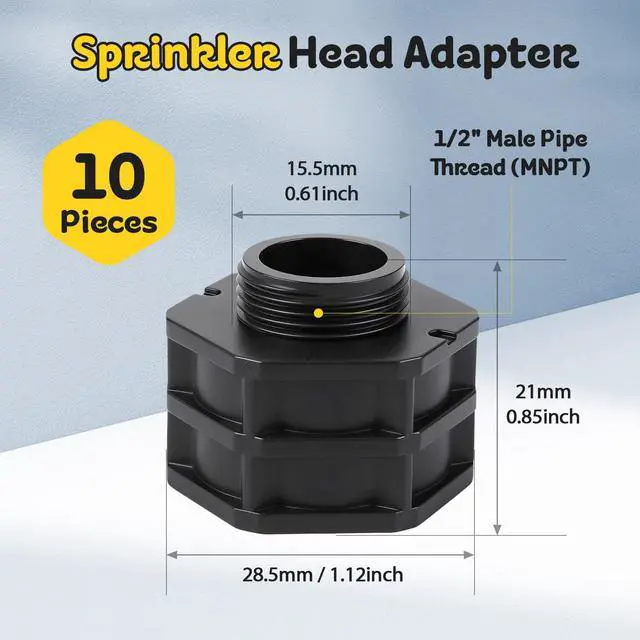 Alt view image 2 of 7 - 10 Pieces Shrub Sprinkler Head Adapter Fittings, 1/2" Female NPT x Nozzle Thread Spray Nozzle PVC Adapter for Garden Lawn Drip Irrigation System