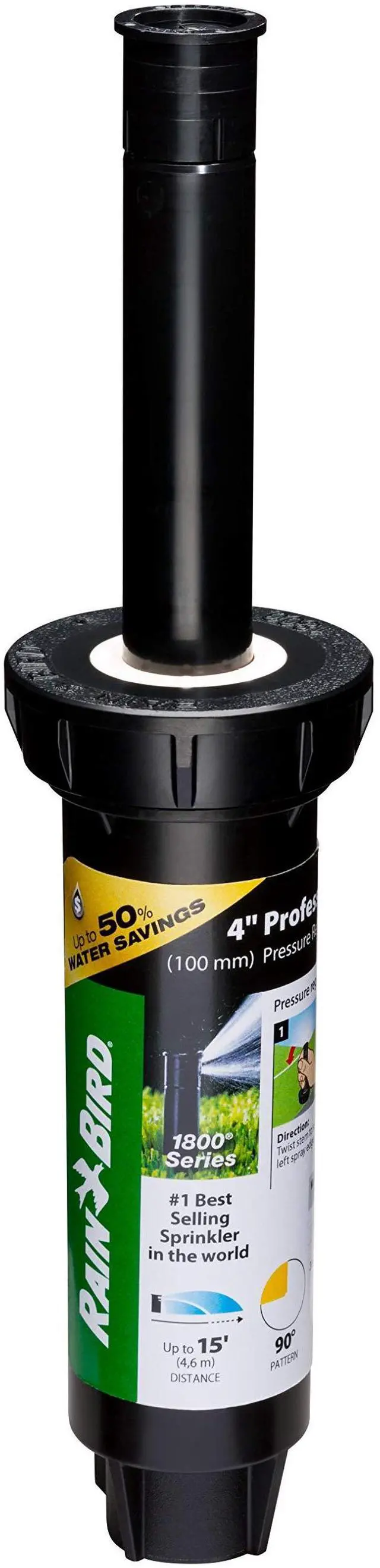 Main image of 1804QDSP25 Pressure Regulating (PRS) Professional Dual Spray Pop-Up Sprinkler, 90° Quarter Circle Pattern, 8' - 15' Spray Distance, 4" Pop-up Height