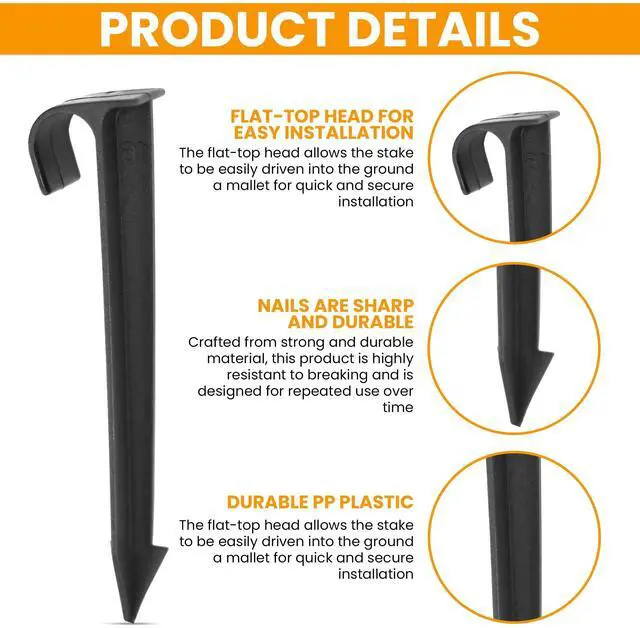 Alt view image 4 of 7 - 1/2-Inch Irrigation Tubing Hold-Down Anchor Stakes, 1 x 6-Inch, 32-Pack for Garden Ground Securing Hoses