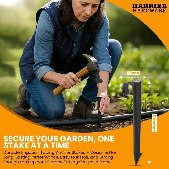 Alt view image 7 of 7 - 1/2-Inch Irrigation Tubing Hold-Down Anchor Stakes, 1 x 6-Inch, 32-Pack for Garden Ground Securing Hoses