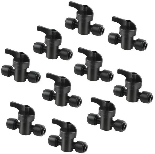 Main image of 10 Pack 1/4" Drip Irrigation Shut Off Valve - Quick Connect On/Off Control Valve, Leak-Proof for 1/4" Tubing, Sprinkler, Garden & Farm Irrigation Systems