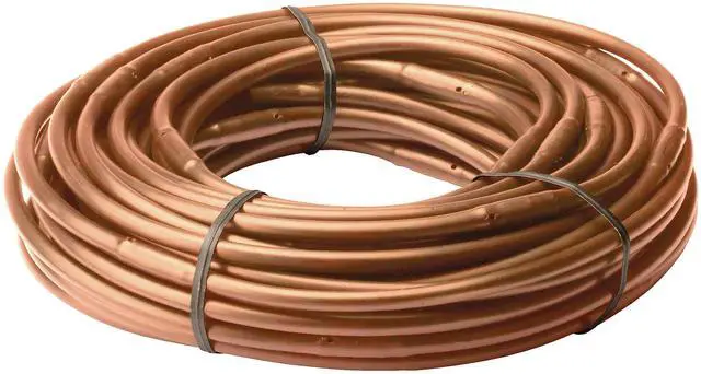 Main image of ET25-50S2 Drip Irrigation Pressure Compensating 1/4" Emitter Tubing, 12" Emitter Spacing, 50' Roll, Brown