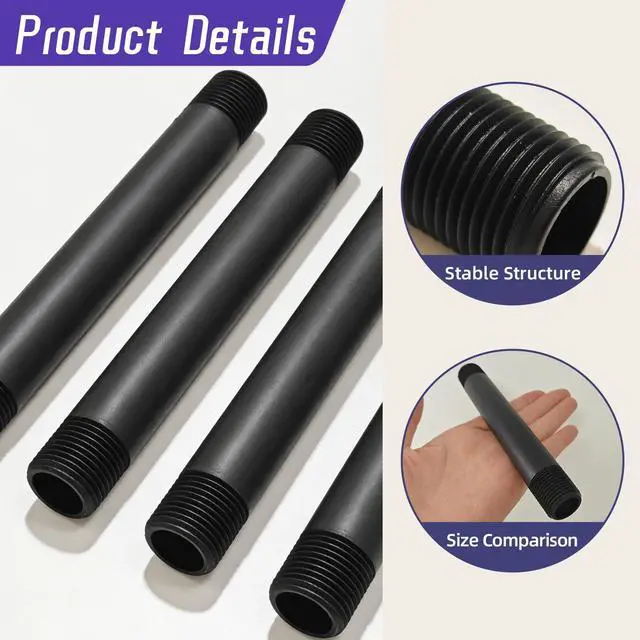 Alt view image 3 of 6 - 12 Pcs 1/2 Inch NPT Sprinkler Pipe Riser Extensions Fitting-6 Pcs 6" Length MNPT Sprinkler Riser Extension and 6 Pcs Double Female Thread Coupling for Lawn Garden Sprinkler Irrigation System