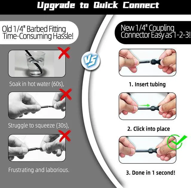 Alt view image 2 of 7 - 30 Pack Quick Connect 1/4" Drip Irrigation Coupling Connectors, Universal Straights Fitting for 1/4 Inch Irrigation Tubing, Leak Free Fittings for Sprinkler or Drip Irrigation System