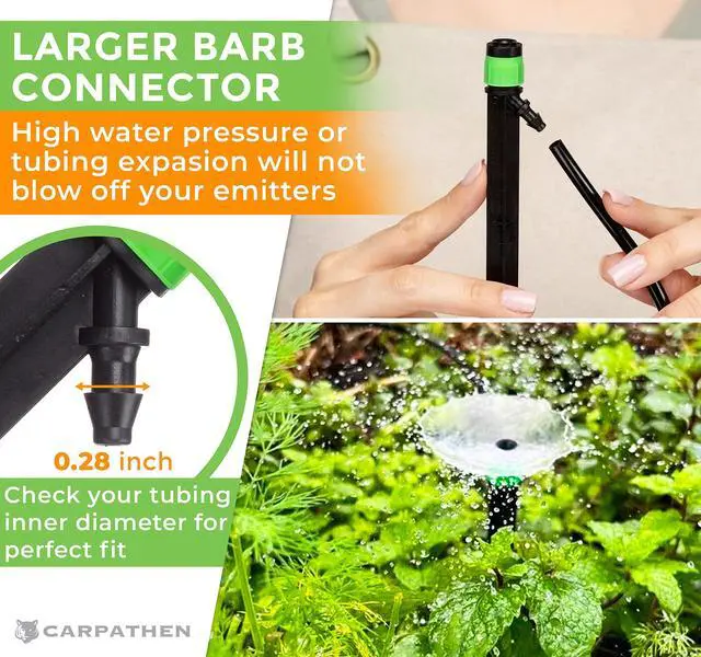 Alt view image 5 of 7 - 12pcs Drip Irrigation Emitters - Compatible with ¼ inch Drip Irrigation Tubing - 360 Degree Adjustable Flow Garden Irrigation Drippers for Drip Irrigation System - Spare Parts Included
