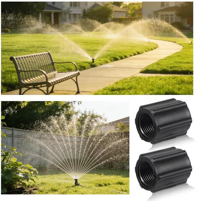 Alt view image 5 of 5 - 20-Pack 1/2 Inch NPT Double Female Thread Coupling, Heavy-Duty Black Plastic Pipe Fitting Connector for Garden Lawn Sprinkler & Drip Irrigation System, Rust-Proof Leak-Proof Pipe Extension Adapter