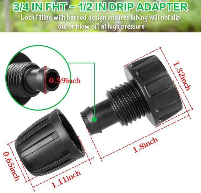 Alt view image 2 of 7 - Drip Irrigation Tubing Faucet Adapters, 8 Pcs Irrigation Hose Adapter for 3/4" to 1/2" Vinyl Tubing, 3/4 Inch Faucet Connector Adapter Drip Line Parts for Garden Sprinkler Lawn Systems