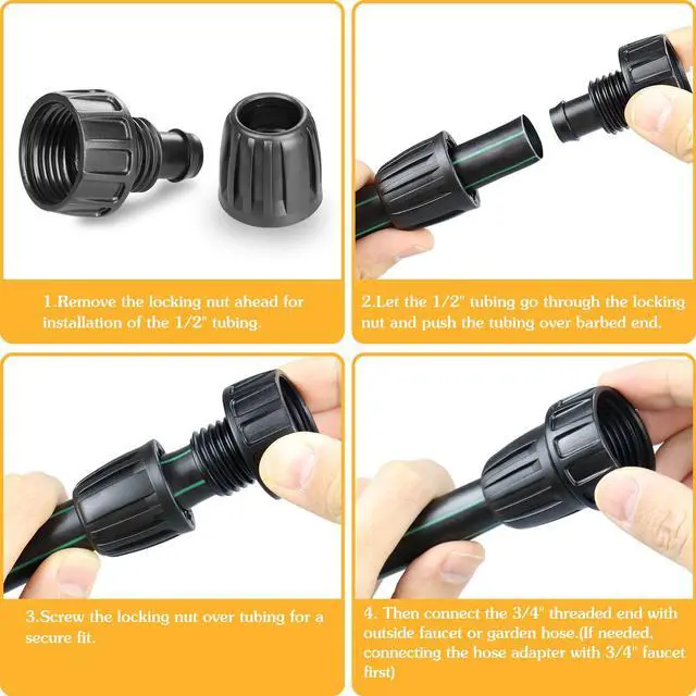 Alt view image 6 of 7 - Drip Irrigation Tubing Faucet Adapters, 8 Pcs Irrigation Hose Adapter for 3/4" to 1/2" Vinyl Tubing, 3/4 Inch Faucet Connector Adapter Drip Line Parts for Garden Sprinkler Lawn Systems