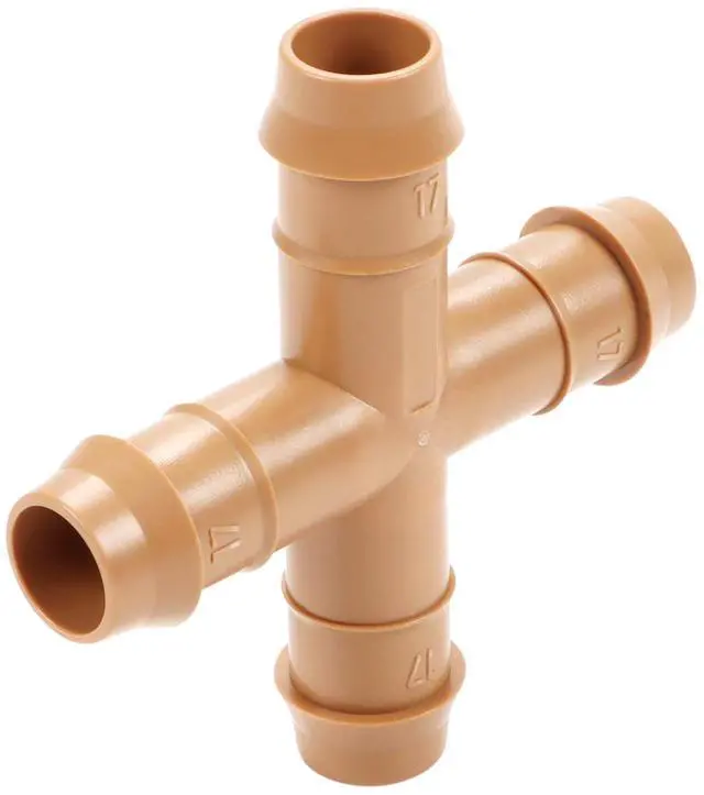 Main image of 16 Pieces Drip Irrigation Cross Fittings, 1/2'' Dripline Barbed Cross Tee Connectors for 1/2 Inch Irrigation Tubing 4-Way T for Garden Sprinkler Systems