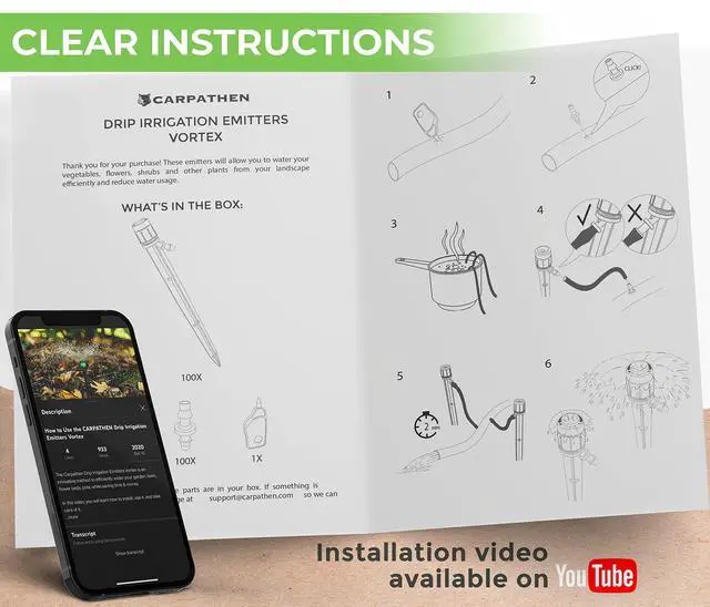 Alt view image 7 of 7 - 100 Drip Irrigation Emitters Vortex - Drip Irrigation Parts for Irrigation Kit - 1/4 inch Irrigation Tubing Compatible - 360 deg Adjustable Fan Sprayer for Raised Garden Bed, Potted Plants