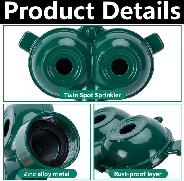 Alt view image 3 of 7 - 2 Pcs Twin Spot Stationary Sprinkler, Heavy-Duty Metal Dual Circle Sprinkler, Garden Spot Water Spray for Outdoor Yard Lawn Plants Irrigation