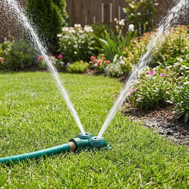Alt view image 5 of 7 - 2 Pcs Twin Spot Stationary Sprinkler, Heavy-Duty Metal Dual Circle Sprinkler, Garden Spot Water Spray for Outdoor Yard Lawn Plants Irrigation
