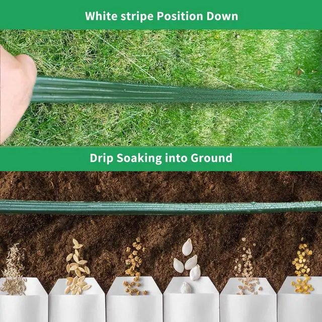 Alt view image 3 of 7 - 2026 Sprinkler Hose & Soaker Hose for Yard - 50 FT Reinforced Flat Garden Hose with Holes, Heavy Duty No-Kink Lawn Irrigation Hose (Includes Stakes, High Pressure Spray)