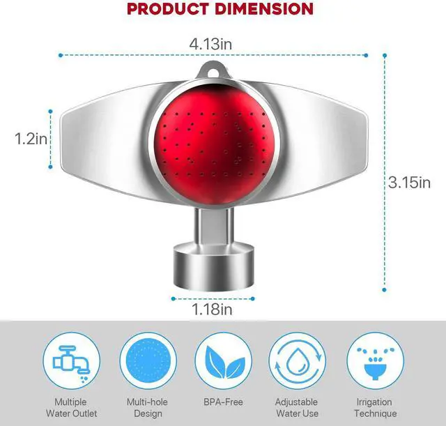 Alt view image 5 of 6 - 3Pack 360° Metal Spot Sprinklers, Durable Outdoor Sprinkler with Gentle Water Flow, Cover Up to 30FT Area, Water Efficiency&Long-Range Irrigation, Ideal for Yard, Lawn&Garden (Red)