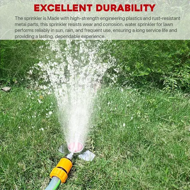 Alt view image 6 of 6 - 3Pack 360° Metal Spot Sprinklers, Durable Outdoor Sprinkler with Gentle Water Flow, Cover Up to 30FT Area, Water Efficiency&Long-Range Irrigation, Ideal for Yard, Lawn&Garden (Red)