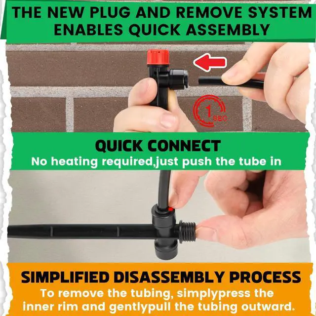 Alt view image 3 of 5 - 30pcs Quick-Connect Drip Irrigation Emitters for 1/4" Drip Irrigation Tubing - Adjustable Push-to-Connect 360° Drip Emitters Stream on 6" Sturdy Stake for Irrigation System