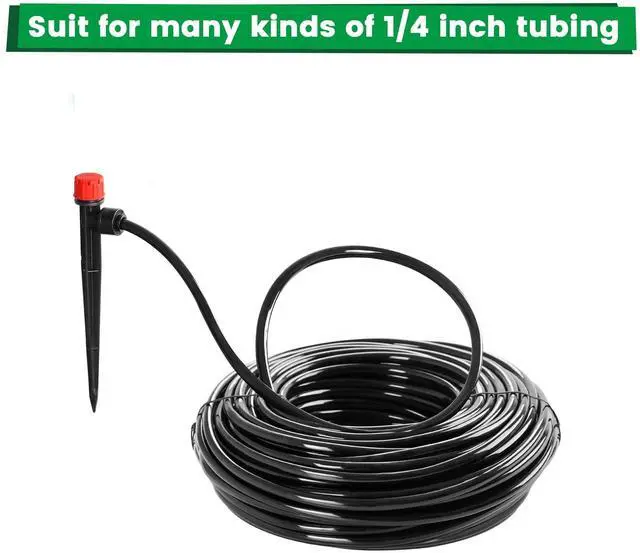 Alt view image 5 of 5 - 30pcs Quick-Connect Drip Irrigation Emitters for 1/4" Drip Irrigation Tubing - Adjustable Push-to-Connect 360° Drip Emitters Stream on 6" Sturdy Stake for Irrigation System