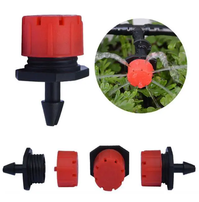Alt view image 3 of 6 - 100pcs 360 Degree Adjustable Irrigation Drippers Sprinklers, 1/4 Inch Emitters Drip for Watering System by