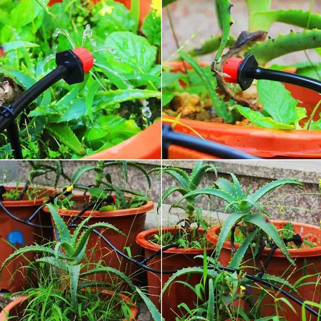 Alt view image 5 of 6 - 100pcs 360 Degree Adjustable Irrigation Drippers Sprinklers, 1/4 Inch Emitters Drip for Watering System by