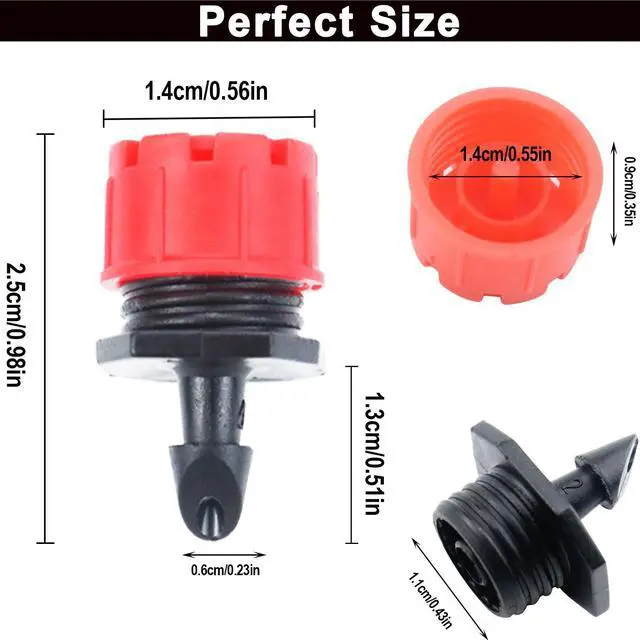 Alt view image 2 of 6 - 150 Pcs Adjustable Micro Drip Irrigation Sprinklers 1/4 Inch Universal 8-Hole Flow Dripper Garden Irrigation Nozzles for 4mm/7mm Tube Watering System (Red)