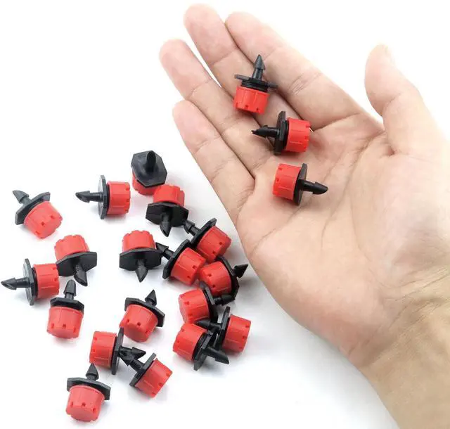 Alt view image 5 of 6 - 150 Pcs Adjustable Micro Drip Irrigation Sprinklers 1/4 Inch Universal 8-Hole Flow Dripper Garden Irrigation Nozzles for 4mm/7mm Tube Watering System (Red)