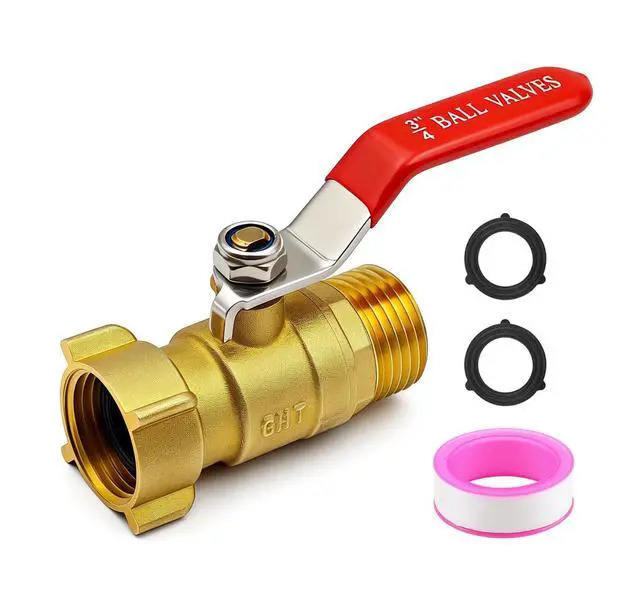 Main image of Heavy Duty 3/4" GHT Brass Garden Hose Shut Off Valve - Full-Flow Design, 304 Stainless Steel Handle, Corrosion Resistant for Outdoor Faucet, Sprinkler & Water Control