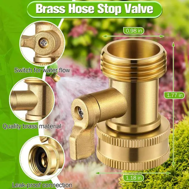 Alt view image 5 of 7 - 4 Pcs Brass Hose Nozzle Kit, Adjustable Twist Garden Hose Nozzle with High Pressure Jet Spray, Brass Shut off Valve, 10 Rubber Washers, 3/4 Inch Ght for Watering Plants, Car Wash, Cleaning