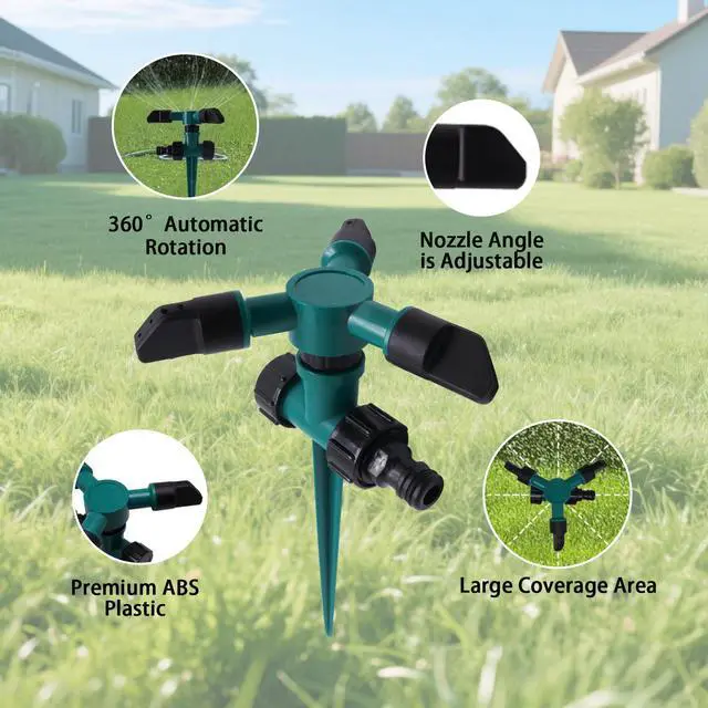 Alt view image 4 of 7 - 2PCS 360° Rotating Lawn Sprinkler Automatic, Sprinklers for Yard, Adjustable Garden Water Sprinkler for Lawn, Garden and Yard Irrigation, Gardening Watering System