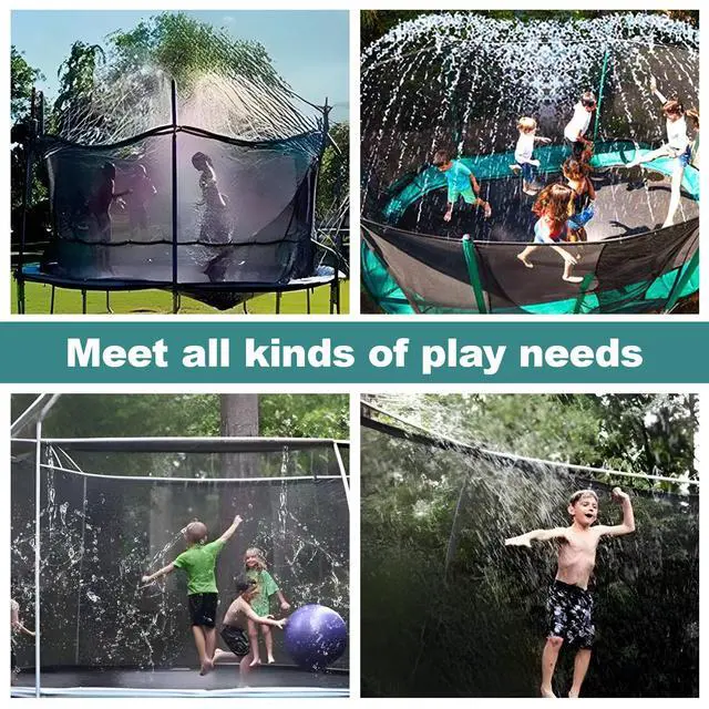 Alt view image 3 of 5 - 39FT Trampoline Sprinkler for Kids Outdoor Backyard Water Park Summer Toys Trampoline Accessories for Boys Girls Adults Water Play Game for Yard Garden Patio Party Activities Garden Watering (Green)