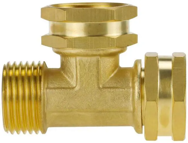 Main image of Garden Hose Tee, GHT 3/4 Brass Tee Adapter, Female x Female x Male Garden Hose T Splitter for Irrigation, Sprinkler, Patio and Outdoor Watering