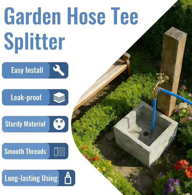 Alt view image 4 of 7 - Garden Hose Tee, GHT 3/4 Brass Tee Adapter, Female x Female x Male Garden Hose T Splitter for Irrigation, Sprinkler, Patio and Outdoor Watering