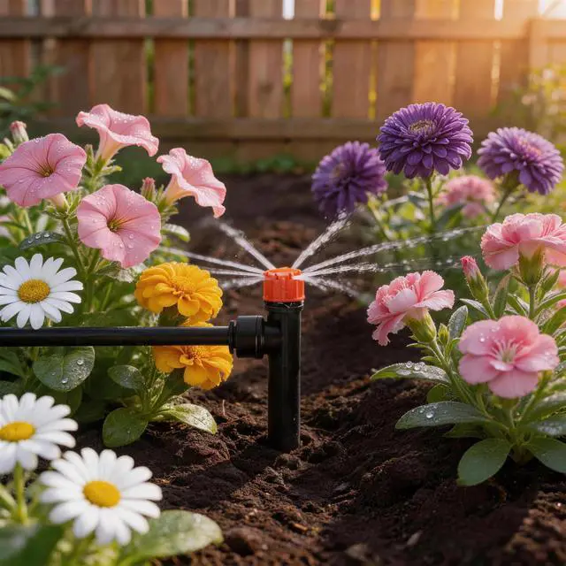Alt view image 4 of 6 - 40 Pack Quick Connect 1/4 Inch Drip Irrigation Emitters Set, 20 Pcs 1/4'' Stream Emitters & 20 Pcs 1/4'' Vortex Emitters Adjustable 360 Degree Emitter on Stake for Garden Sprinkler Systems