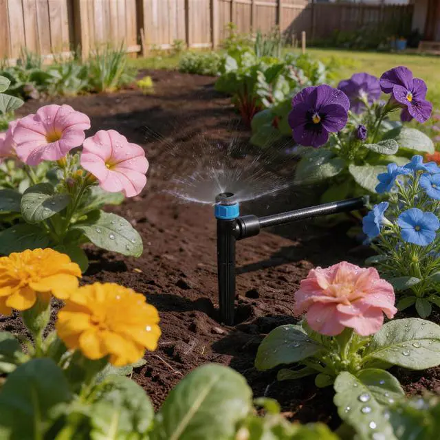 Alt view image 3 of 6 - 40 Pack Quick Connect 1/4 Inch Drip Irrigation Emitters Set, 20 Pcs 1/4'' Stream Emitters & 20 Pcs 1/4'' Vortex Emitters Adjustable 360 Degree Emitter on Stake for Garden Sprinkler Systems