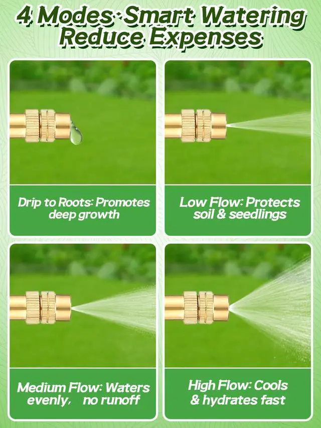 Alt view image 6 of 7 - 49ft Drip Irrigation System - Includes 15pcs 360° Adjustable Copper Nozzles, 5/16" PE Tubing, 1/2" & 3/4" Faucet Adapters, Automatic Garden Watering Sprinkler System Kit for Raised Bed Plants Lawn