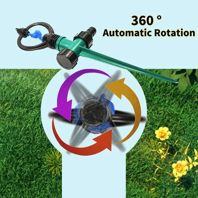 Alt view image 4 of 7 - 4PCS Sprinklers for Yard,Water Sprinkler for Lawn,360 Degrees Automated Rotating Watering,Made of ABS Crack Resistant Material,for Gardens,Lawns,Yards and Irrigation SystemGreen