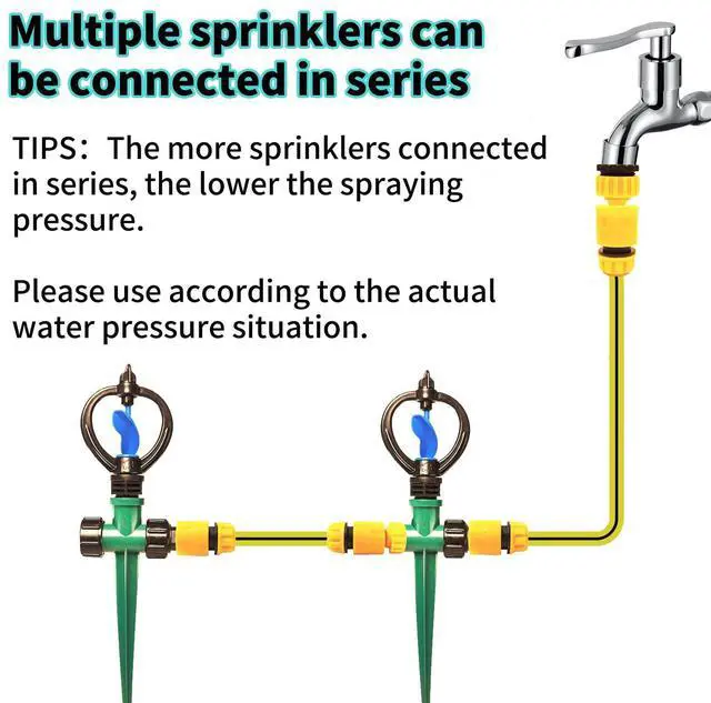 Alt view image 6 of 7 - 4PCS Sprinklers for Yard,Water Sprinkler for Lawn,360 Degrees Automated Rotating Watering,Made of ABS Crack Resistant Material,for Gardens,Lawns,Yards and Irrigation SystemGreen