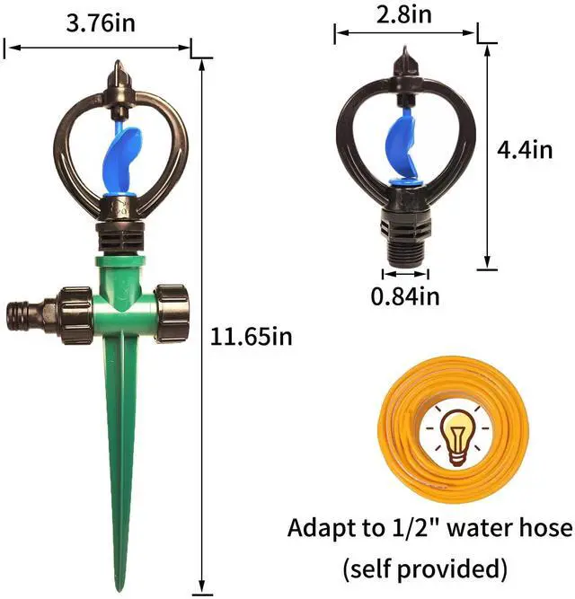 Alt view image 7 of 7 - 4PCS Sprinklers for Yard,Water Sprinkler for Lawn,360 Degrees Automated Rotating Watering,Made of ABS Crack Resistant Material,for Gardens,Lawns,Yards and Irrigation SystemGreen