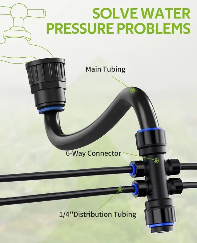 Alt view image 3 of 7 - Quick-Connect Automatic Drip Irrigation System Kit 36FT Garden Watering Kit with Adjustable Nozzles & Sprinklers for Greenhouse, Lawn, and Potted Plants Watering System