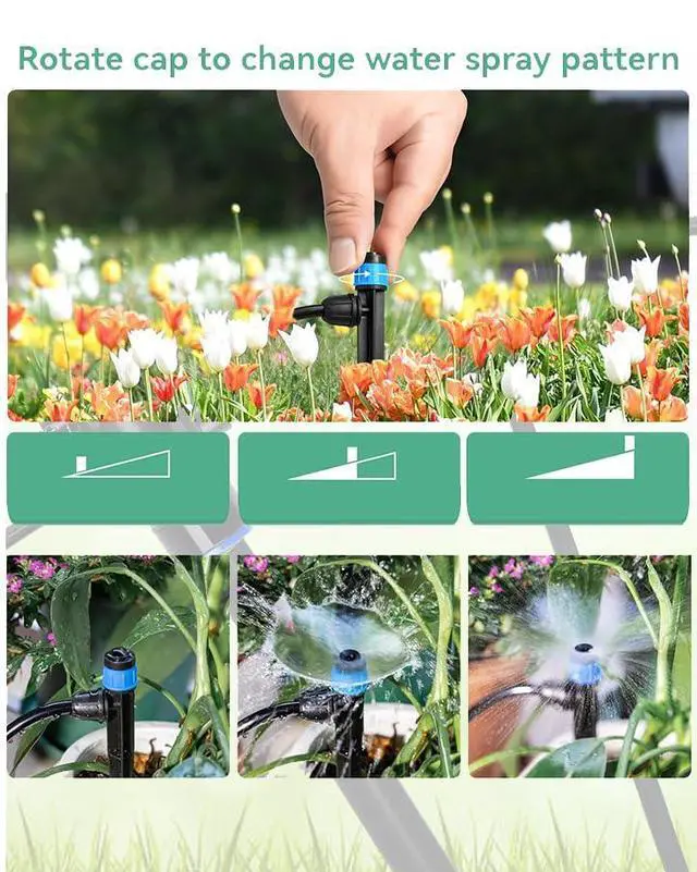 Alt view image 6 of 7 - Quick-Connect Automatic Drip Irrigation System Kit 36FT Garden Watering Kit with Adjustable Nozzles & Sprinklers for Greenhouse, Lawn, and Potted Plants Watering System