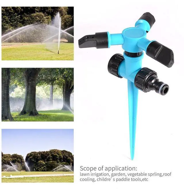 Alt view image 4 of 7 - Garden Sprinkler, 360 Degree Rotating Lawn Sprinkler Large Area Coverage - Adjustable, Weighted Gardening Watering System