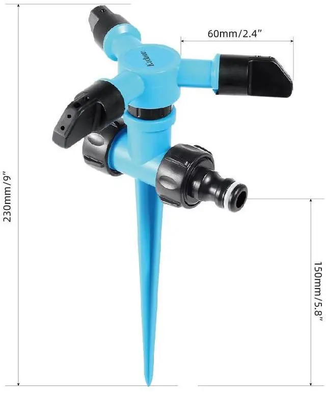 Alt view image 3 of 7 - Garden Sprinkler, 360 Degree Rotating Lawn Sprinkler Large Area Coverage - Adjustable, Weighted Gardening Watering System