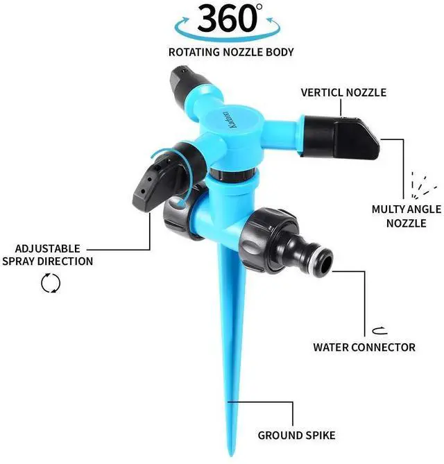 Alt view image 5 of 7 - Garden Sprinkler, 360 Degree Rotating Lawn Sprinkler Large Area Coverage - Adjustable, Weighted Gardening Watering System