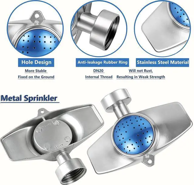 Alt view image 3 of 5 - 360 Degree Metal Spot Sprinkler 2 Pack, Outdoor Garden Watering Sprinklers for Yard Small Areas Lawn with Gentle Water Flow, Coverage Up to 30FT